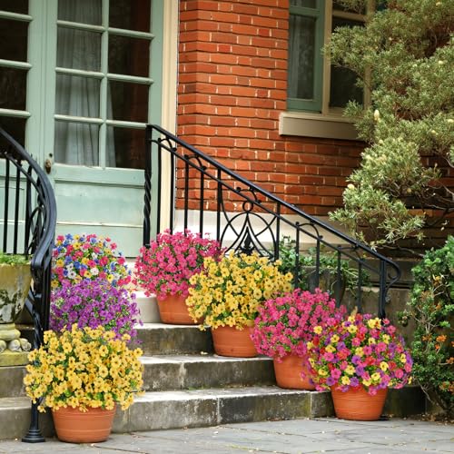 Image of Bassion 16 Bundles Artificial Flowers for Outdoors Fake Flowers, Yellow