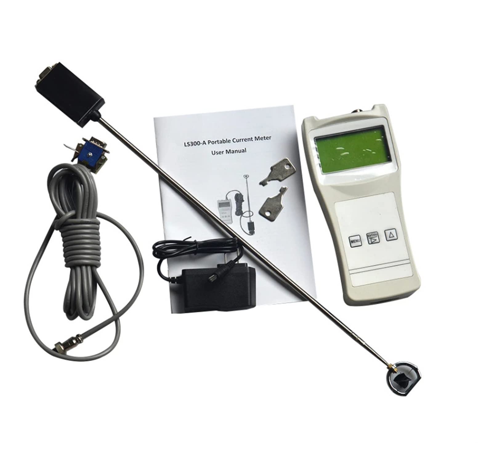 CUDTAPI LS300A Flow Meter River Open Channels Flow Velocities Measuring Instrument Portable Slurry Typr Flow Meter Range 0.01~4.0m/s Velocity Meter