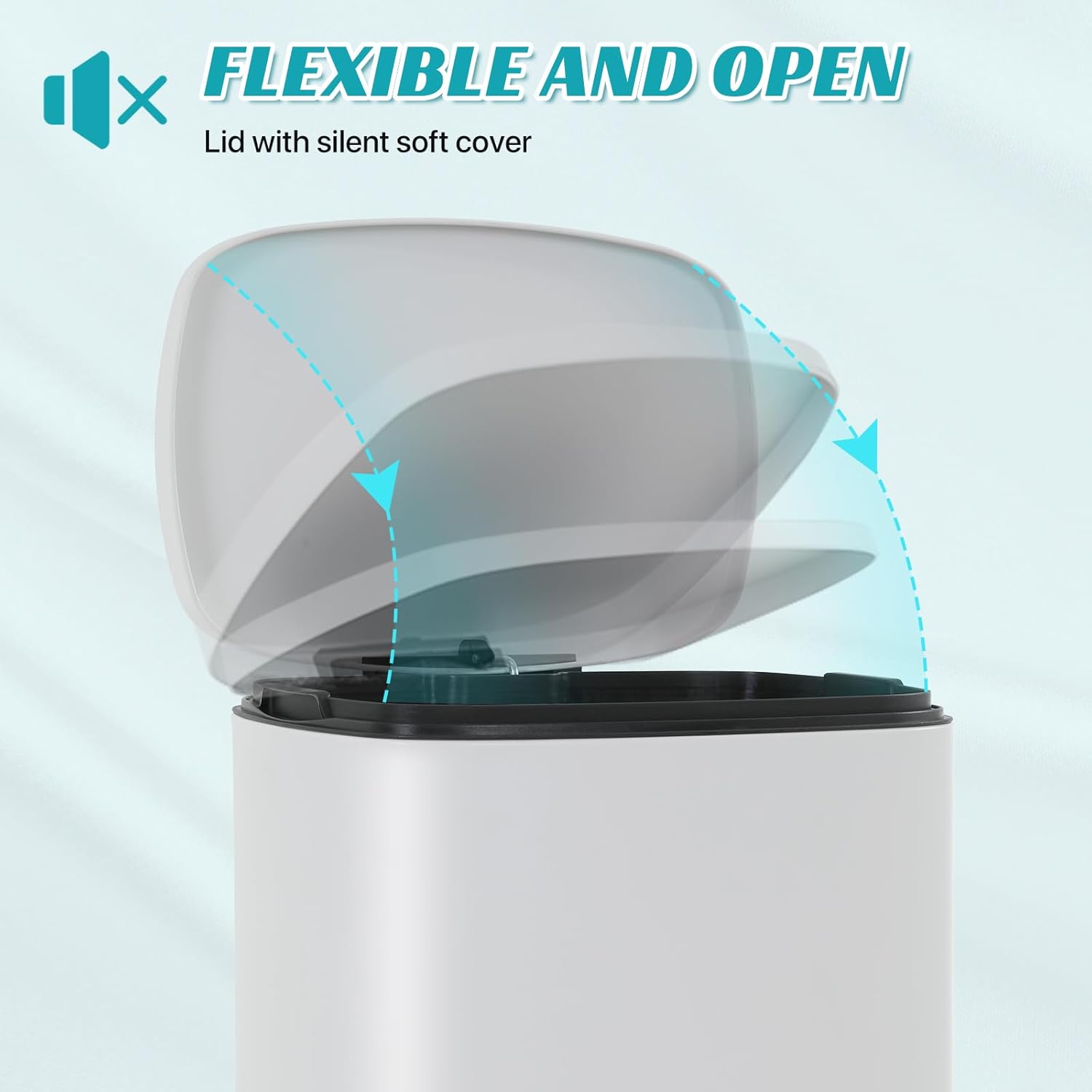 50L / 13 Gallon Kitchen Trash Can with Lid, Garbage Can with Foot Pedal and Plastic Inner Bucket, Fingerprint Resistant Stainless Steel Step Up Trash Can for Household and Kitchen Trash and Recycling