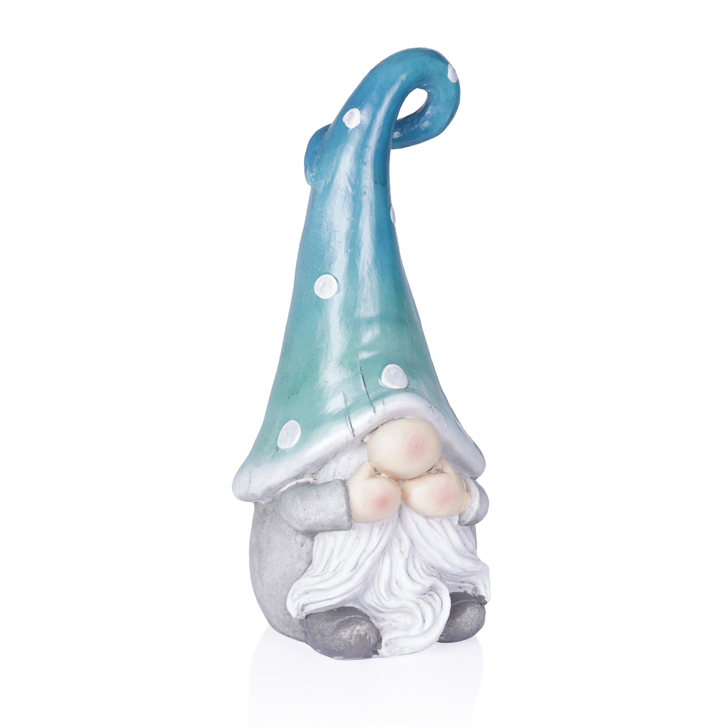 Alpine Corporation 17β Tall Outdoor Garden Gnome Yard Decoration - Speak No Evil Statue - Gnome with Turqoise Polka Dot Hat β Durable, Weatherproof DΓ©cor for Patio & Deck