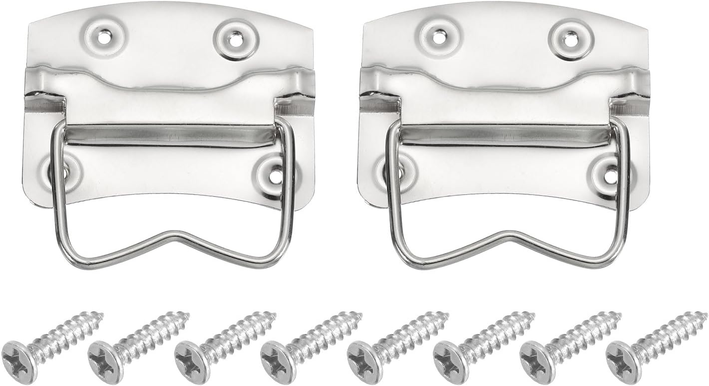 uxcell 2Pcs Chest Handles, 76 x 54mm Side Ring Pull Lifting Handle, Metal Spray-Paint Wooden Box Puller Handles with Screws for Home Toolbox Case Drawer, Bronze