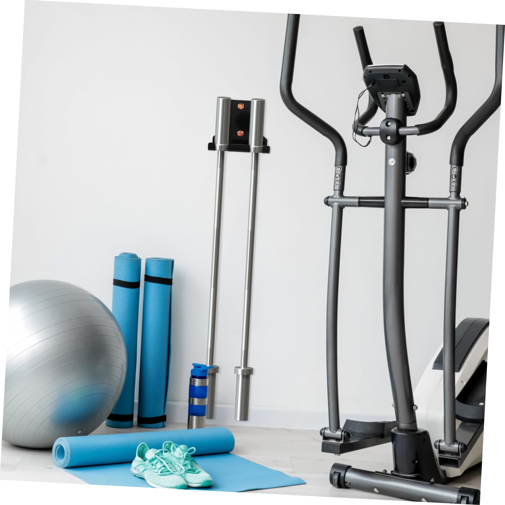 Supporto da Parete per Bilancieri e Manubri in Acciaio Nero con Viti, Robusto e Versatile per Palestra e Uso Domestico, Porta Attrezzature Fitness Sicuro e Pratico