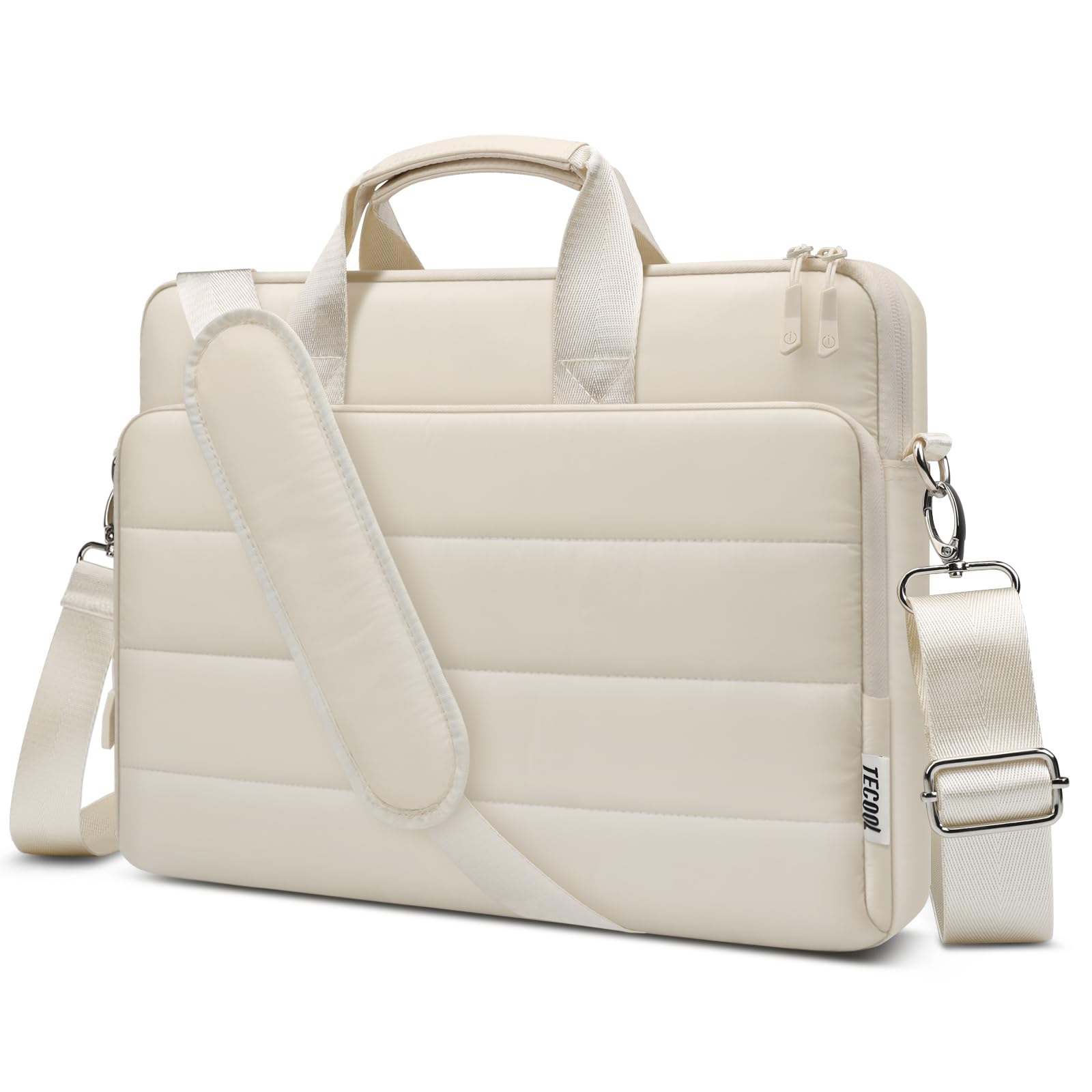 TECOOL Borsa Porta PC Portatile 15.6 16 Pollici, Borsa a Tracolla Custodia Laptop Messenger per 15,6-16 Pollici Acer Asus Lenovo HP Dell, MacBook Pro 16 M5 M4 M3 M2 M1, MacBook Pro 15 - Beige