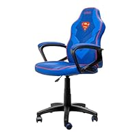 GXTrust 703SM Revvo Superman Licensed Kids Gaming Chair, Adjustable Height, Padded Arm Rest, Class 3 Gas Lift, Fabric Upholstery, PC Chair for Kids Ages 4-12, Gaming Setup, Video Games, Blue