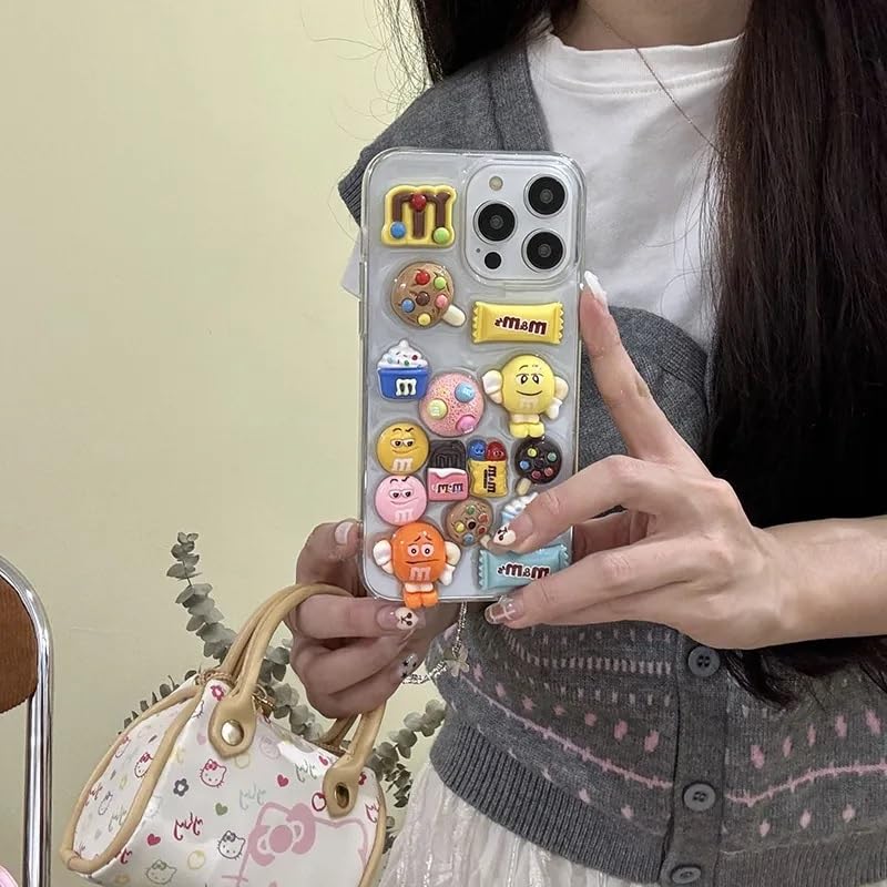 Image of Case Creation for iPhone 14 Plus 3D Cartoon Candy Hot Chocolate Phone Case, Luxury Sugar Coated Embossed Funny Fashion Glitter Cute Colorful Epoxy Hard Mobile Cover for Apple iPhone 14 Plus (Clear)