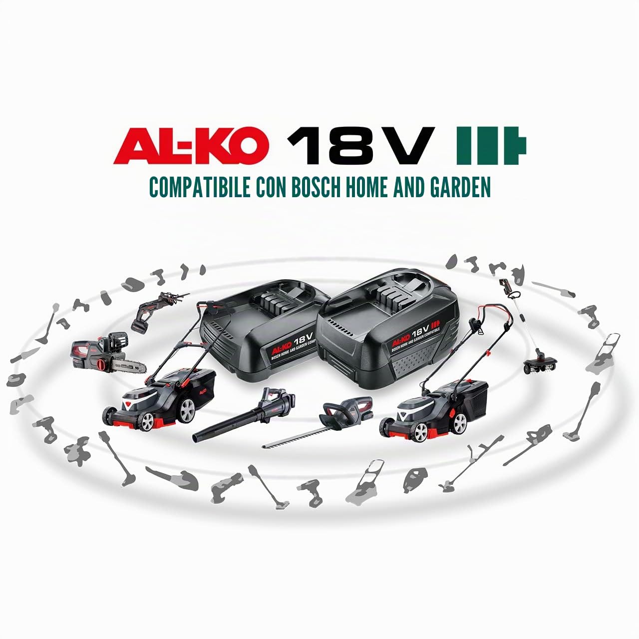 AL-KO Tagliaerba elettrico a batteria GT 1825, batteria agli ioni di litio da 18 V, larghezza di taglio 25 cm, asta telescopica, include bobina di ricambio