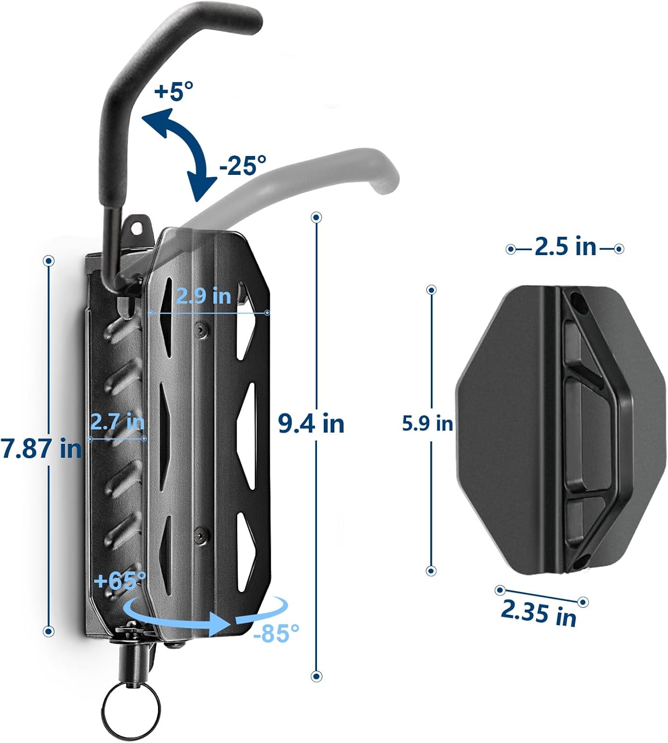 QAQ Swivel Bike Wall Mount, Vertical Bike Rack Garage Holds Up to 66lbs, Bike Hooks for Garage Space-Saving, Easy to Install - 2 Pack