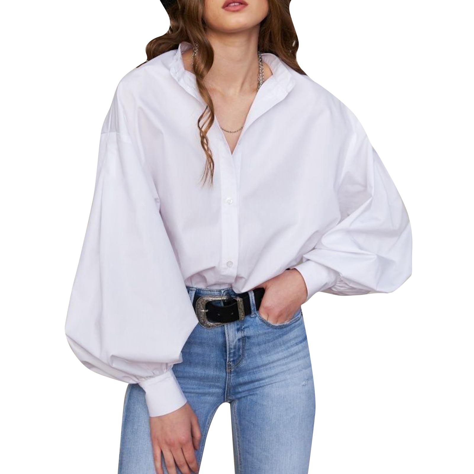 Camicia da Donna, Camicetta da Shopping da Donna a Manica Lunga Lanterna per Donna (#2)