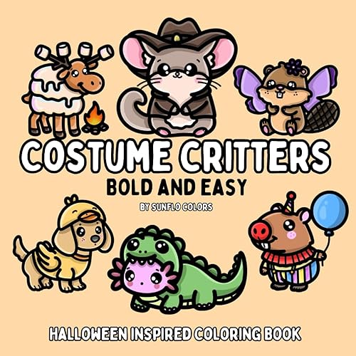 Costume Critters: Halloween Inspired Bold and Easy Coloring Book for Adults or Kids (Bold and Easy Coloring Books) - Paperback