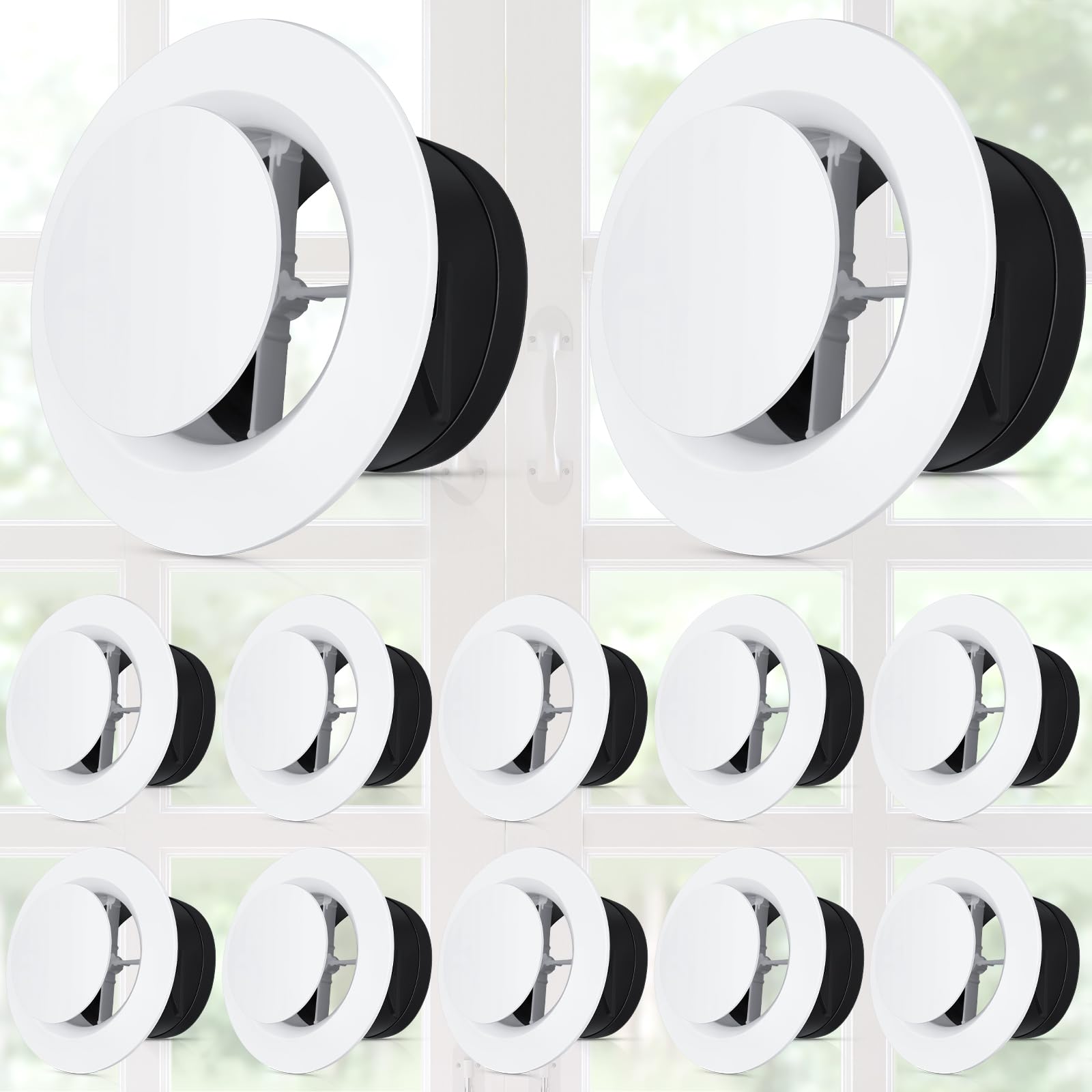 Baquler 12 Pcs 6 Inch Soffit Vent, Adjustable Round Air Vent Cover, White