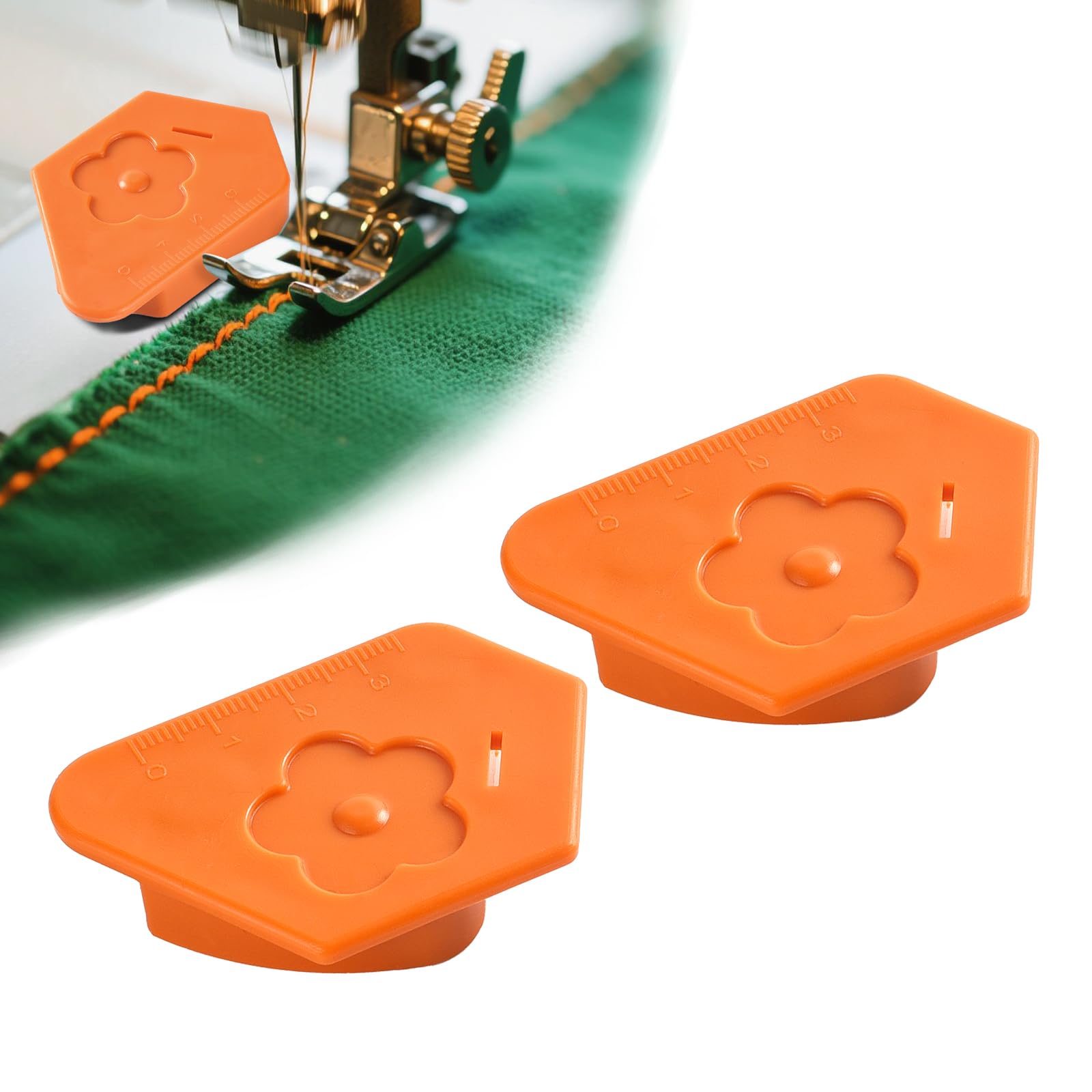 Guide de couture magnétique polygonal orange avec échelle graduée | Lot de 2