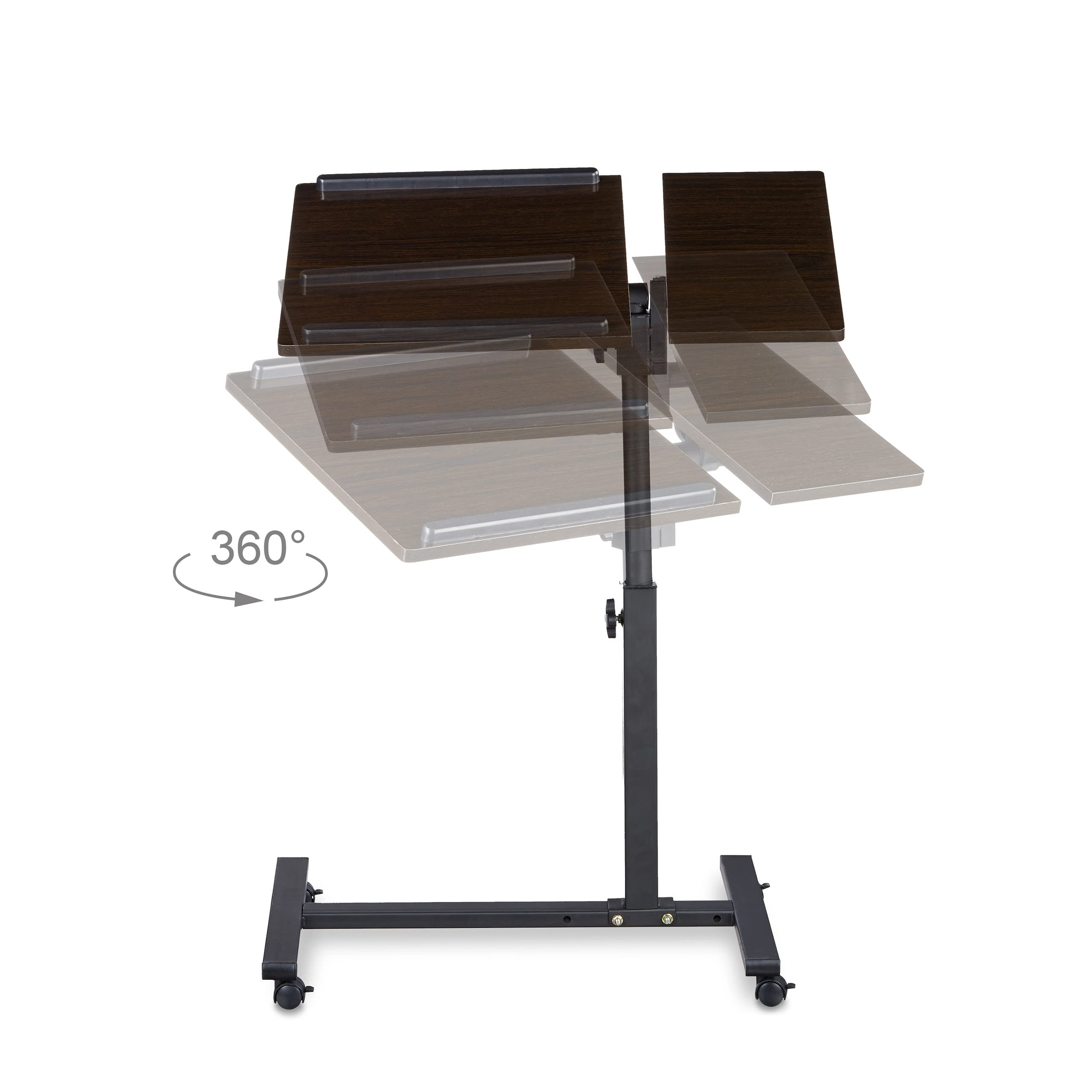 Relaxdays Laptoptisch höhenverstellbar HBT 95 x 60 x 40 cm Notebook Ständer auch für Linkshänder Sofatisch Beistelltisch mit Rollen und Ablage für Maus mit 2 Stopp-Leisten – Bild 6