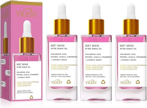 After Shave Lotion, Hair Restraint Lotion, Shaving Cream, After Shave Oil 40ml - Scented with Strawberry & Vanilla, Soft Cream After Shave Moisturizing Oil for Women & Men, Prevents Buried Hair & Dryness 3pcs