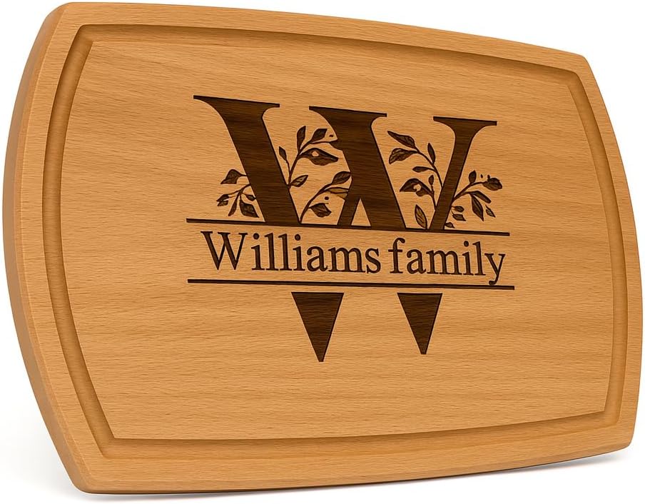 Personalized Cutting Board - Monogrammed Charcuterie Board Custom Engraved Wood - Christmas Gift for Kitchen Wedding Housewarming or Anniversary - Customized Cutting Board for Couples