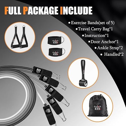 Miniatura 2 de "Juego de bandas de resistencia  Bandas de entrenamiento resistentes de 200 libras para entrenamiento de fuerza, gimnasio en casa y terapia física