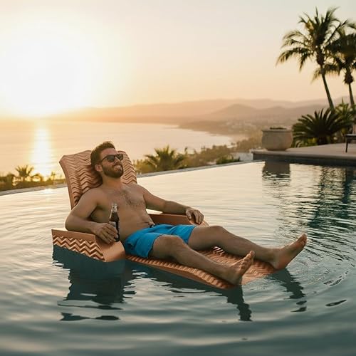 Miniatura 8 de California Sun La Jolla - Tumbona  Silla de piscina acolchada suave y gruesa e insumergible, balsa flotante de agua para una máxima relajación, no