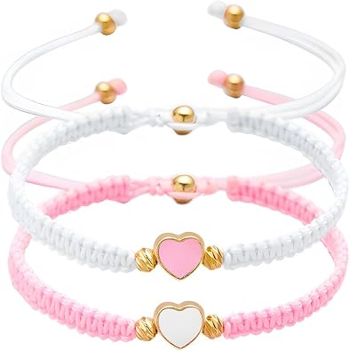Matching Bracelets for Couples 2 PCS Couples Bracelet Valentines Day Heart Bracelets Set Forever Woven Bracelets Adjustable Rope Promise Couples Friendship Birthday Gifts