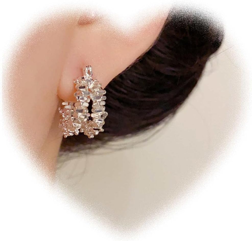 Handmade Vintage C Shape Earrings Small Half Hoop Earrings Wrapped Hoop Dangle Earrings Double Gold C Shape Earrings Irregular Studs Earrings Jewelry for Women and Girls Gifts