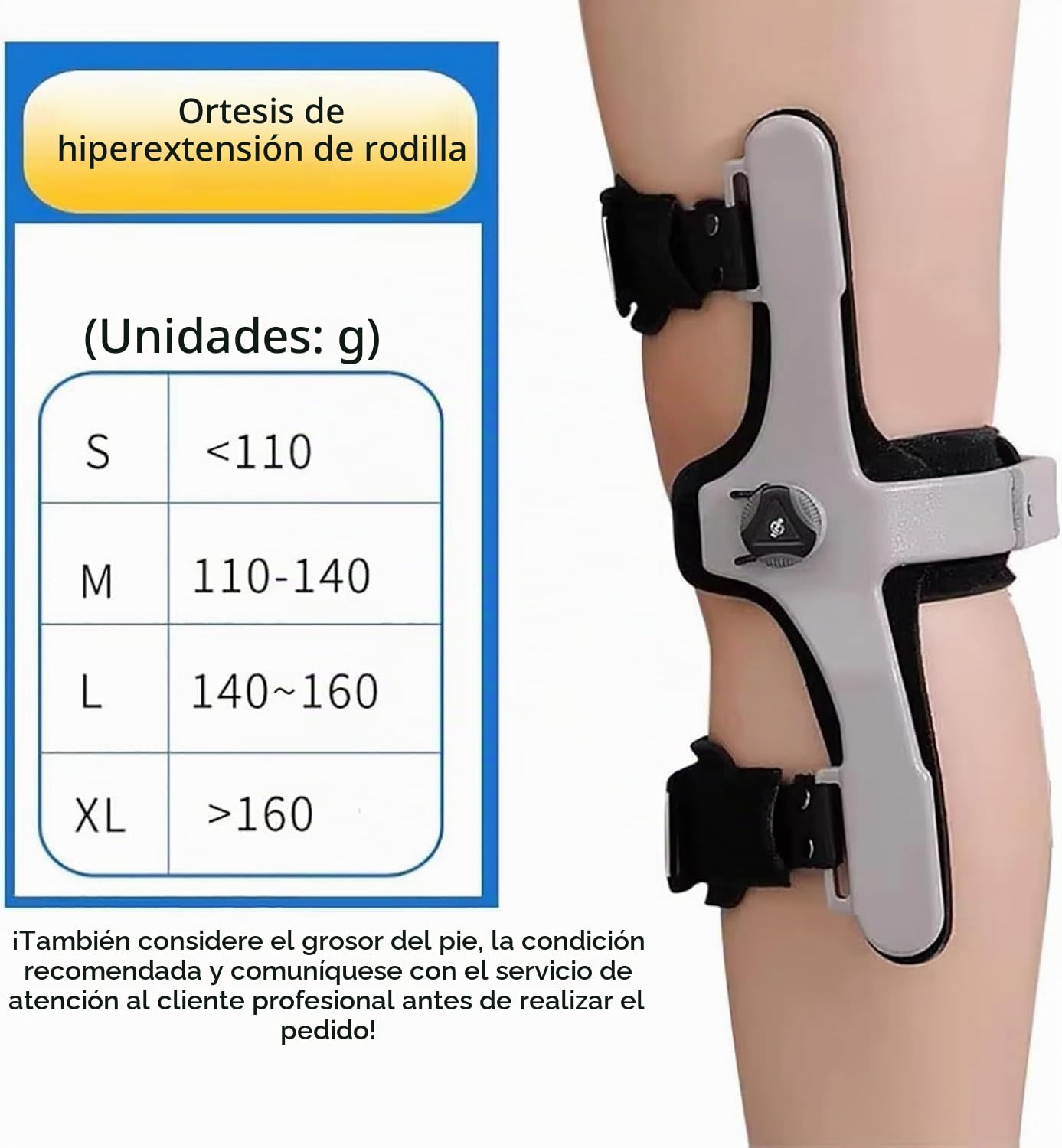 Genérico Inmovilizador de Rodilla Ajustable, órtesis de hiperextensión de Rodilla, órtesis de Rodilla Fija, órtesis de fijación for abducción de Rodilla hemipléjica(Left Knee Black,XL)
