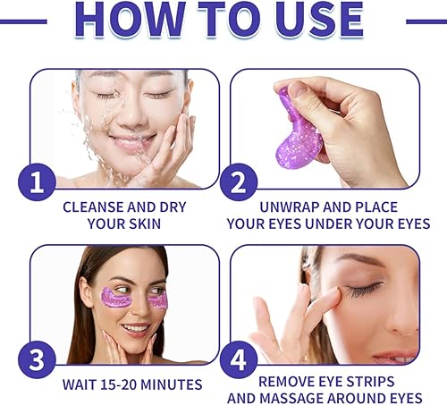 Miniatura 4 de 28 pares de parches para debajo de los ojos, máscara de colágeno natural, parches debajo de los ojos para arrugas ojos hinchados, ojeras, bolsas de