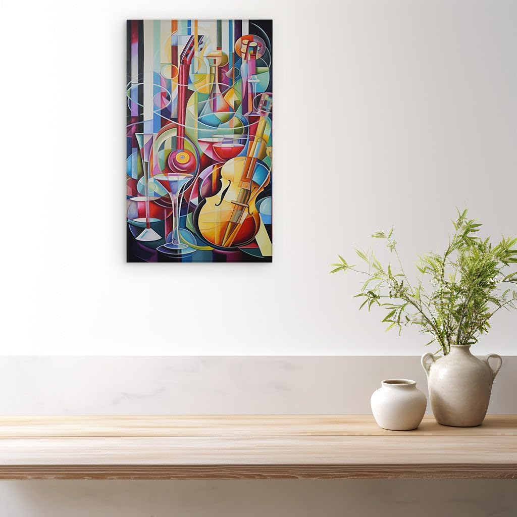 Art Wall: a Symphony Of Celebration In Vivid Colors, Music, And Modern Art. Interior Decor, Canvas Art Design, Art Apartment Decoration, Office Arts Design. Size: 69x46 cm (27x18 inch)
