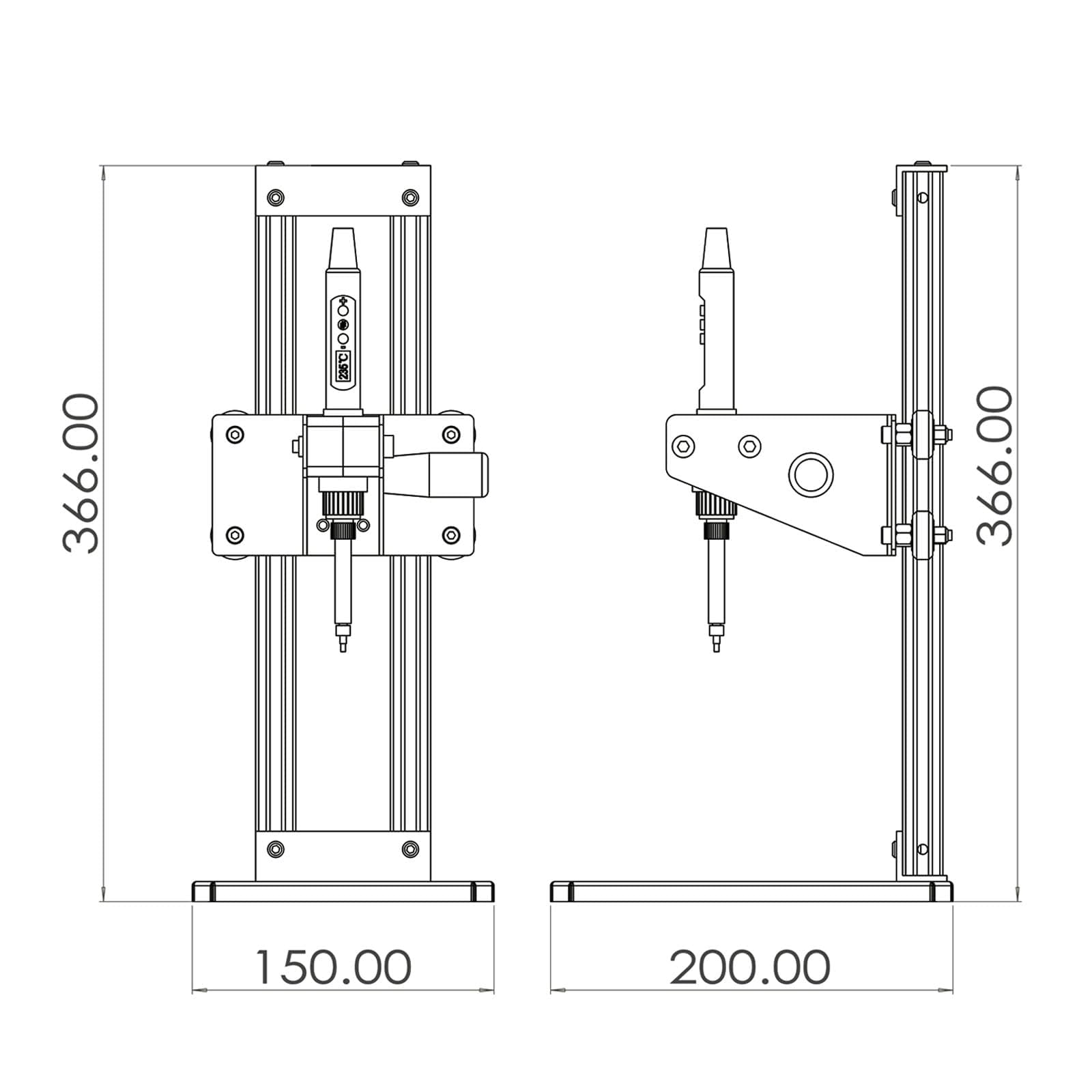 Vertikale Hitze-Pressmaschine,Heat Set Insert Tool,Messing Einsätze 3D Druck,Heat Set Insert Spitze für Gewinde Rändelmutter M2/M3/M4/M5/M6 (1/4)/M8 (ZW12H+380PCS)