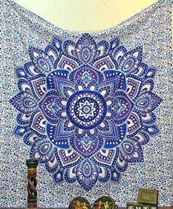 Purple Hippie Mandala Bohemian Tapestry Wall Hanging Psychedelic Wall Art Dorm Decor Indian Bohemian bedspread Bedding Bed Cover Large Table Runner Beach Throw Indian Wall Tapestries Art