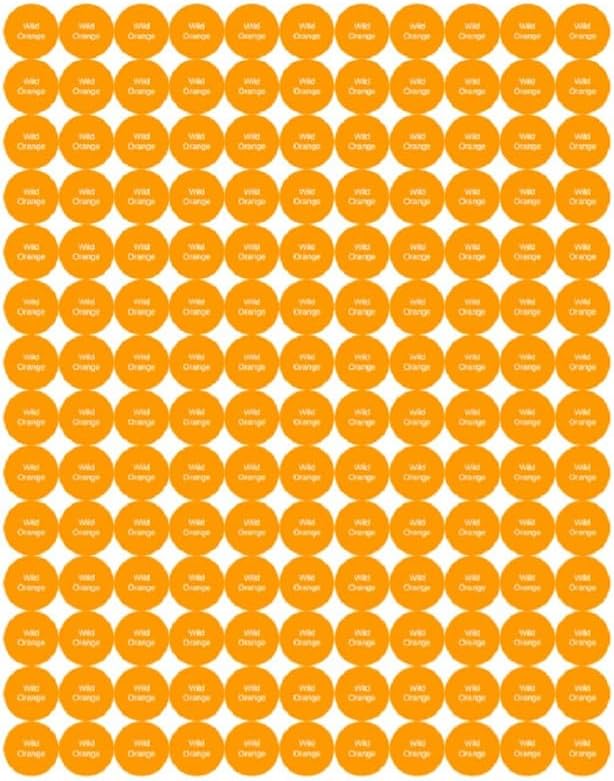 Wild Orange Essential Oil Bottle Cap Labels/Stickers (154 Stickers/Sheet) 10 Sheets