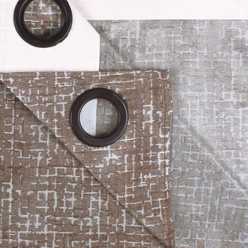 Image of Curtain Door - Raga Semi Transparent Curtains 7 Feet Door Curtains for Home and Kitichen |Texture| Mudy Brown | Polyester, Pack of 10