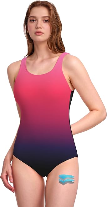 Beautikini Period Bathing Suit Scoop Neck One Piece Low Back Swimsuit Women