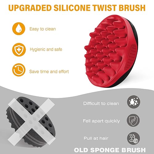 Miniatura 8 de Cepillo de silicona para cabello rizado, herramienta de onda giratoria con agujeros grandes y pequeños para rizos afro, uso de dos caras para