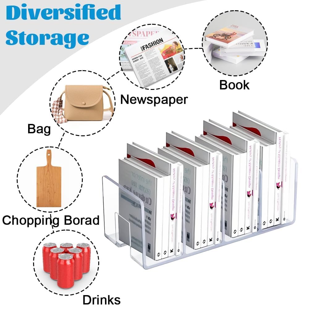 Confezione da 4 organizer per documenti in acrilico trasparente, organizer da scrivania per libri, buste, posta, documenti, quaderni, forniture per ufficio