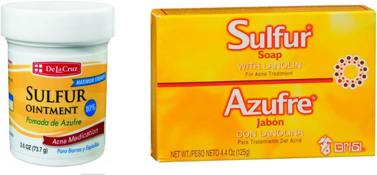 Grisi De La Cruz Sulfur Ointment and Sulfur Soap (Variety 2 Pack)