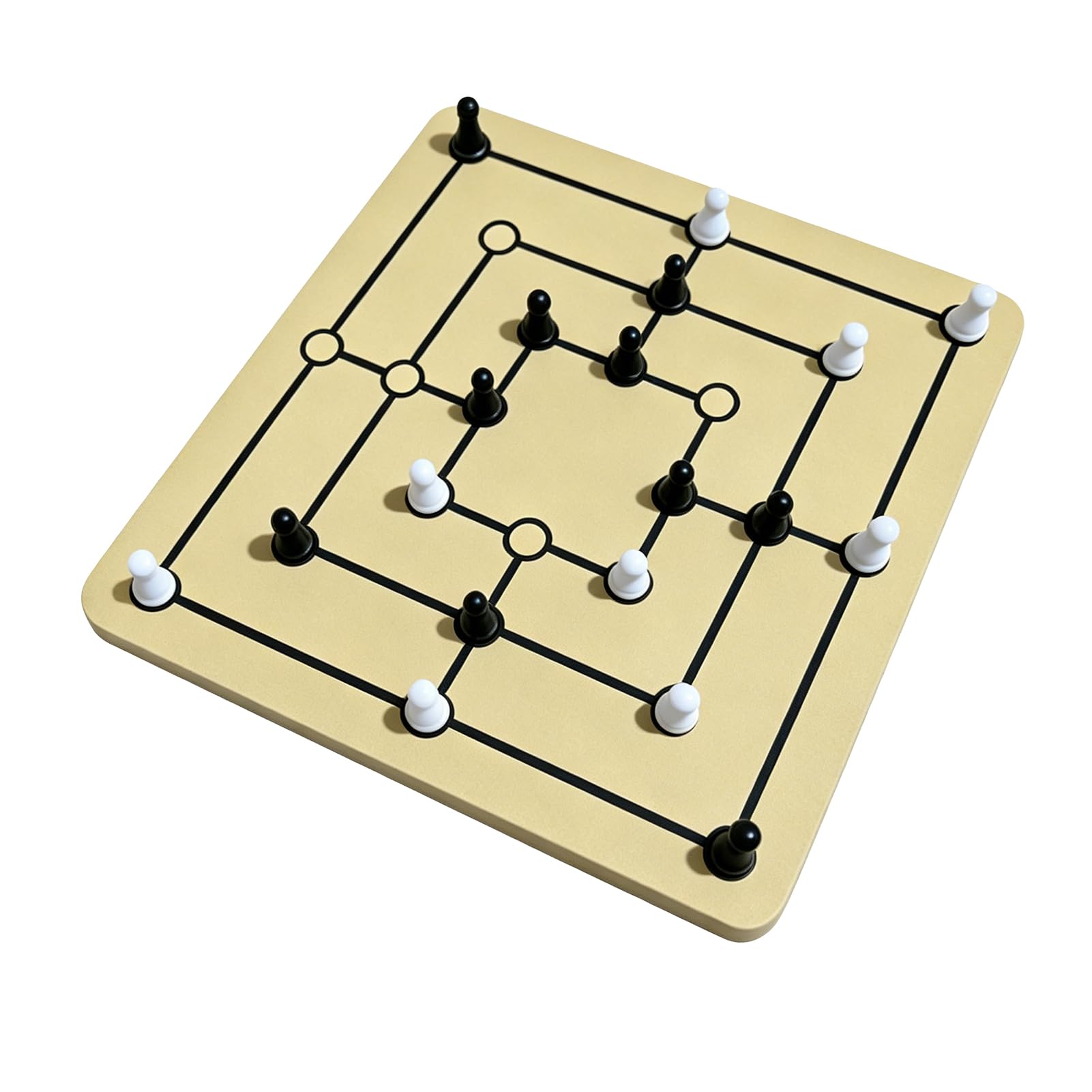 Yctze Gioco da Tavolo Nine Mens Morris, Set in Legno 24cm for Adulti e | Materiale durevole, facile da imparare, gioco per famiglie, gameplay strategico