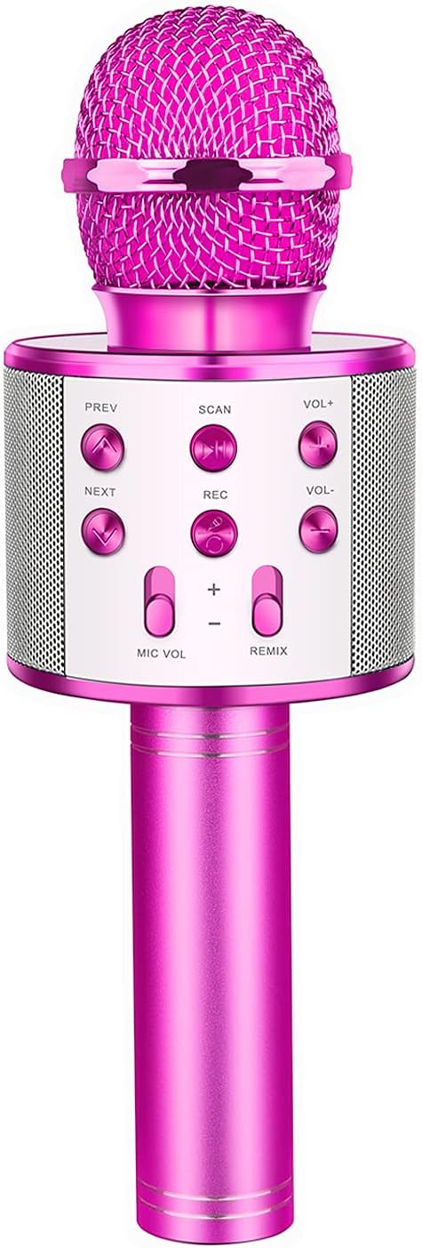 Karaoke per Bambini e Adulti con 2 Microfono, Regalo Bambina 3-18 Anni Macchina per Karaoke Bambini Bluetooth con 5 LED e 12 Effetti Vocali,Giochi Bimba 3-18 Anni,Regalo Natale Compleanno Giocattoli
