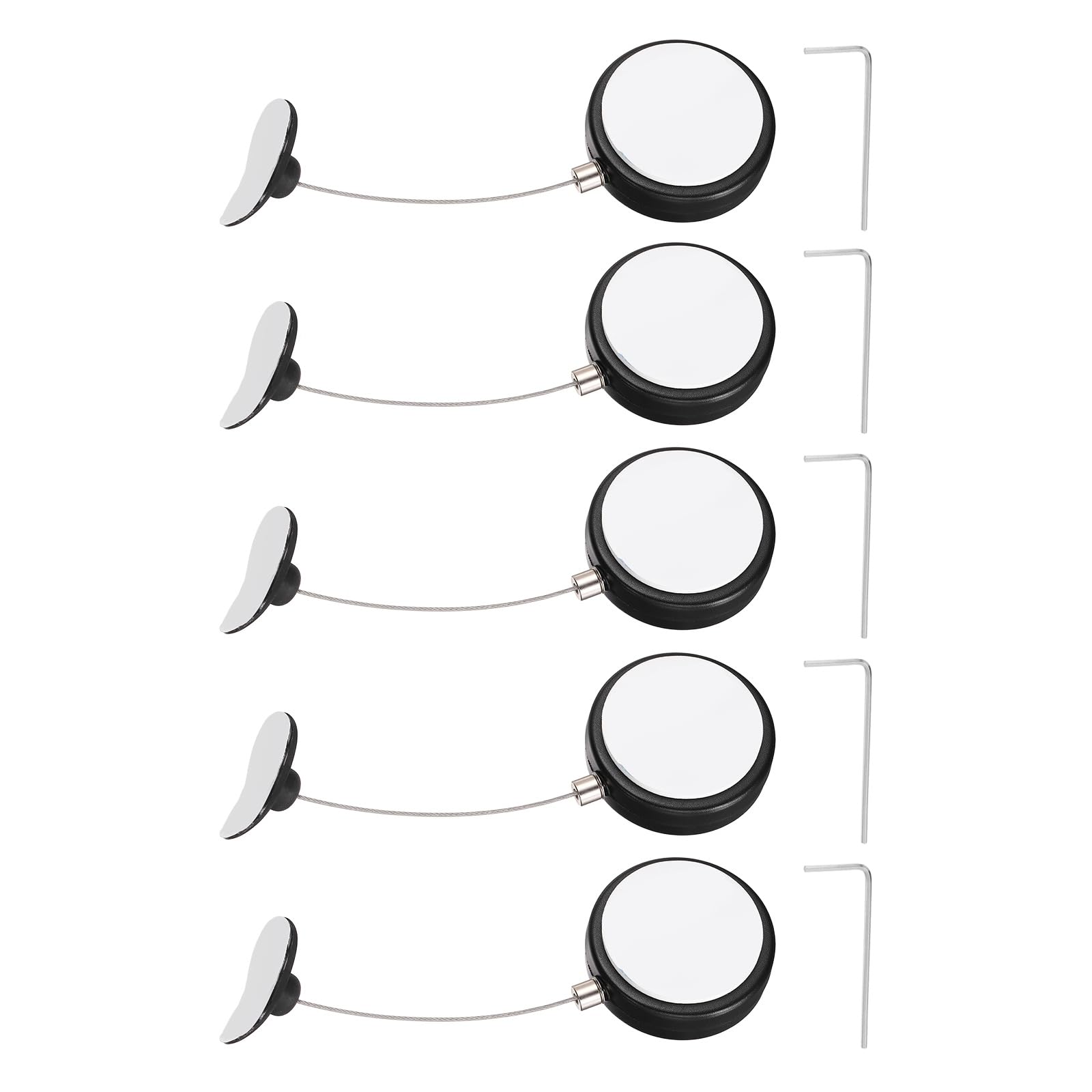 PATIKIL Retractable Remote Control Cable Tether (3.3ft / 1M, Black)(5 Set) Round Remote Control Security Lanyard Lock Adjustable Locking Leash with Plastic Cap, Suit for - TVs/Tablets