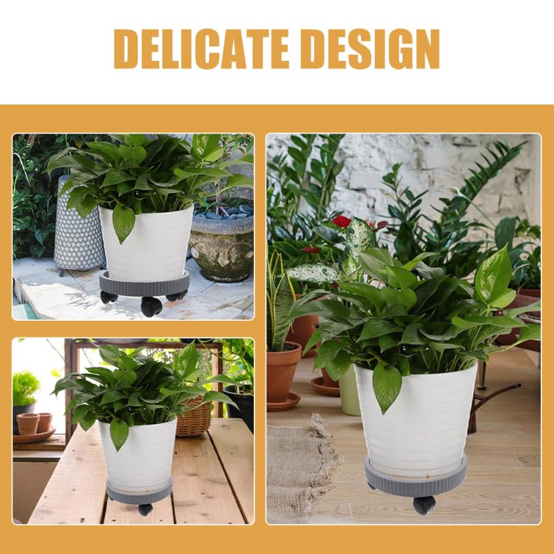 TOYANDONA Round Plant Tray with Rolling Wheels 12.32 Inch Diameter Durable Gardening Pot Base for Indoor Outdoor Plant Mobility and Display - Image 4