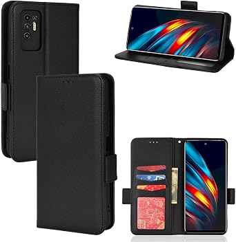 Compatible with Tecno Pova 2 Wallet Case,PU Leather Folio Flip Case Compatible with Tecno Pova 2 Cell Phone Leather Case Black