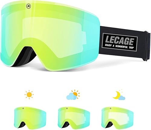 Miniatura 9 de LECAGE OTG - Gafas de esquí fotocromáticas sin marco, adaptables a la luz, antiniebla, protección UV, para snowboard y nieve, para hombres y mujeres