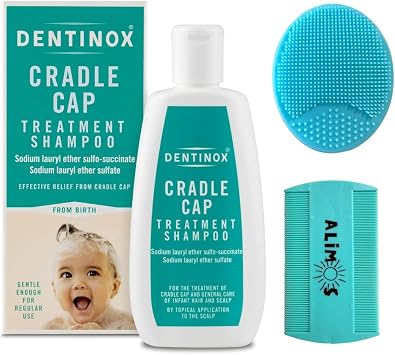 Baby Bath Silicone Brush & Fine Tooth Comb With Cradle Cap Treatment Shampoo for Babies, 125 milliliters