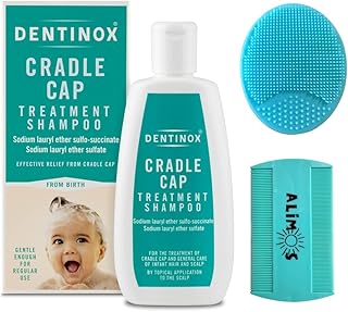 Baby Bath Silicone Brush & Finetooth Comb With Cradle Cap Treatment Shampoo for Babies, 125 Milliliters