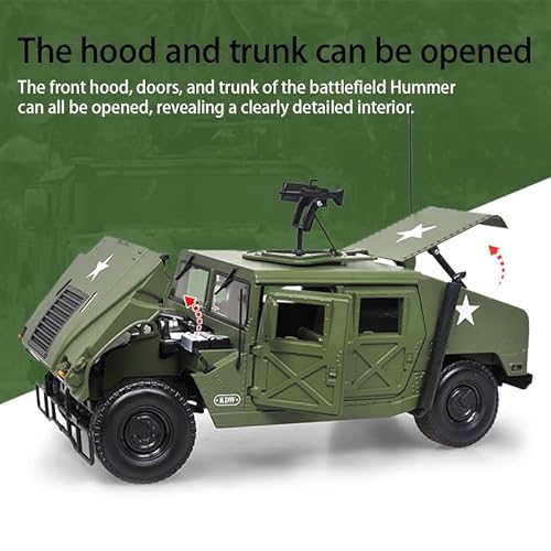 STARBLINK 1/18 Classic Military Diecast Hum-vee Battle Field Armored Vehicles - Retro Army Utility Toy Car Model for Collectors or Gifts - Image 4