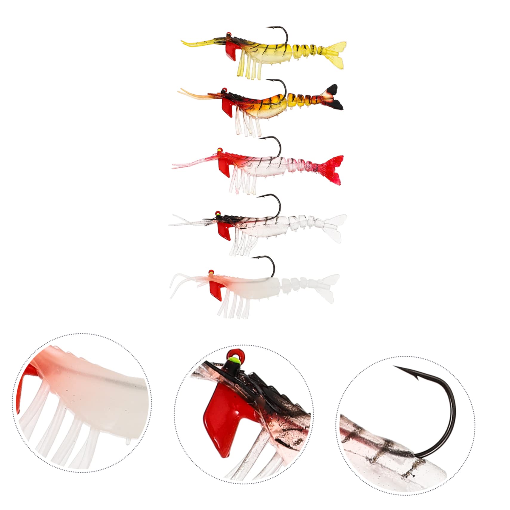 Mipcase 15 Pz Gambero bionico Esche da Pesca d'Acqua Dolce Esche Artificiali Luminose Esca Artificiale per gamberetti Esca da Pesca Testa Rossa Esca di gamberi attrezzo Esca Finta PVC