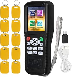 HERNAS RFID Reader Writer Duplicator, NFC Reader, Multi Frequencies RFID Smart Card Copier, Encrypted Card Decoder, with Writable Key Fobs Cards Free Software Smart Phone APP Decoding