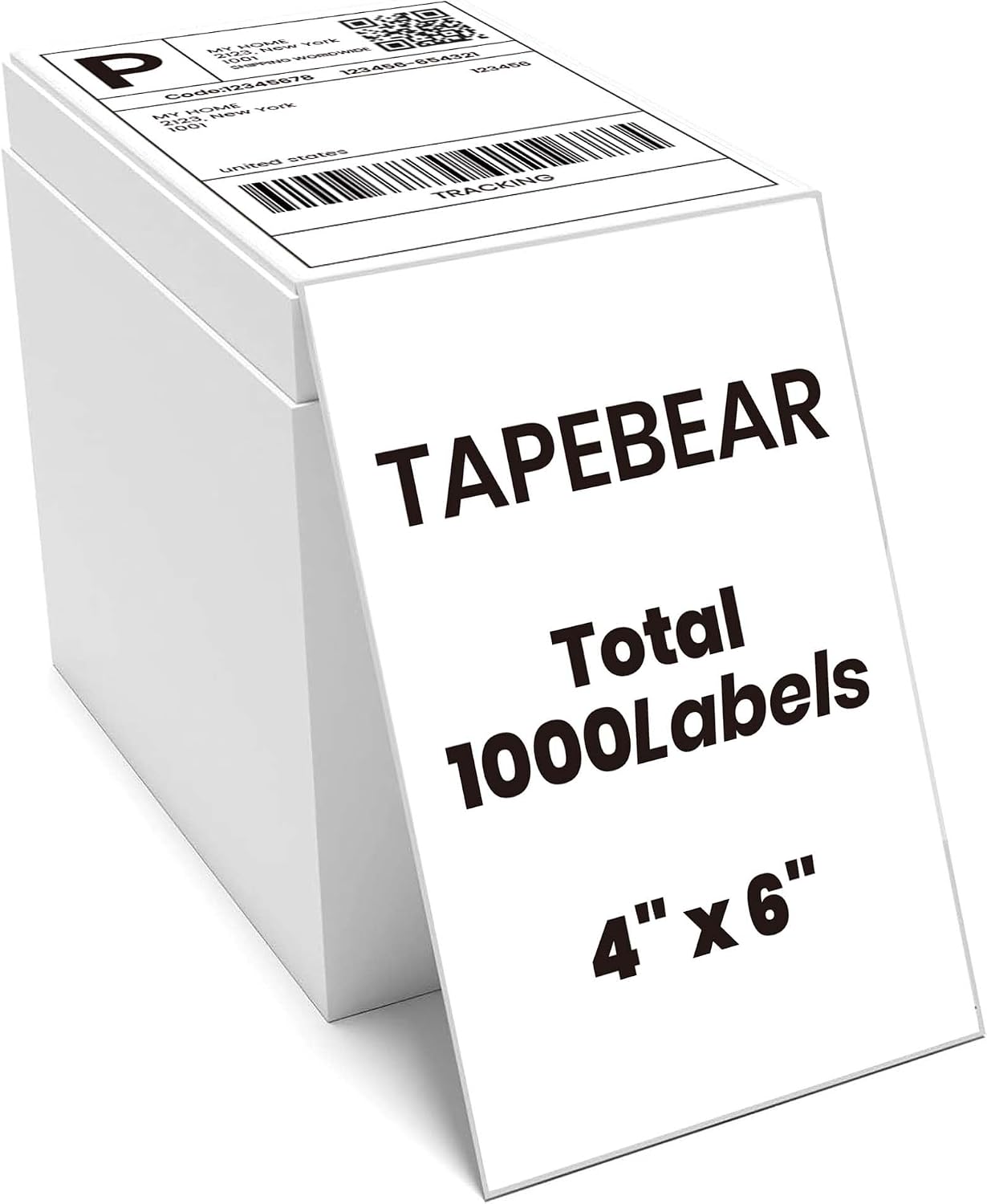 TAPEBEAR 4x6 Direct Thermal Shipping Labels Fan-Fold 500Labels Top-Coated, BPA/BPS Free, Waterproof Oilproof, Scratch Resistant for Package Delivery, Box Transportation, Small Business Logistics