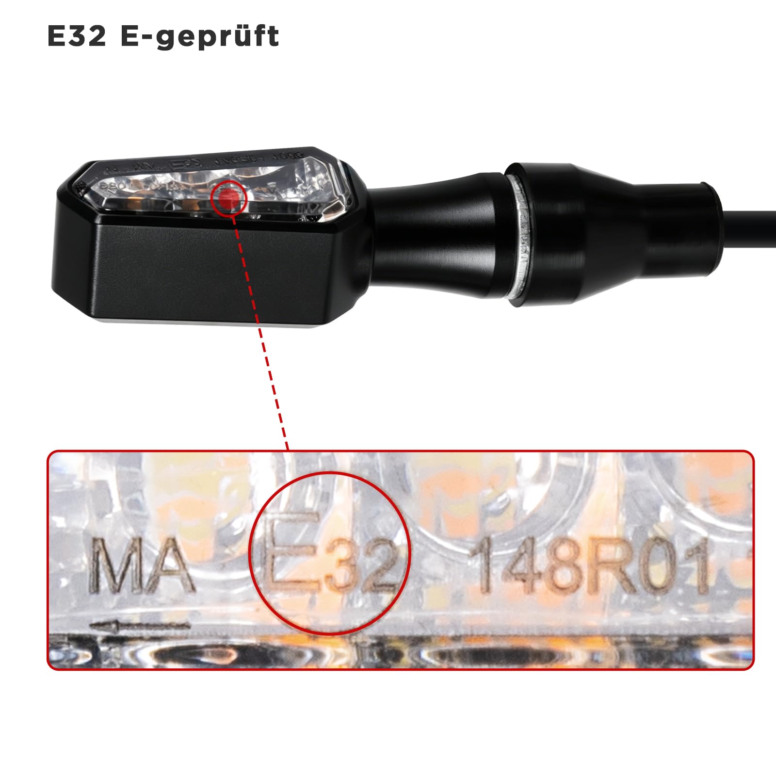 evermotor Mini 3-Perlen-Design LED Blinker Motorrad E-geprüft,CNC Aluminium Gehäuse,12V 4 Stück, mit Positionslicht,Universal für E-Bike/Scooter,2x Amber & Weiß,2x Amber & Rot