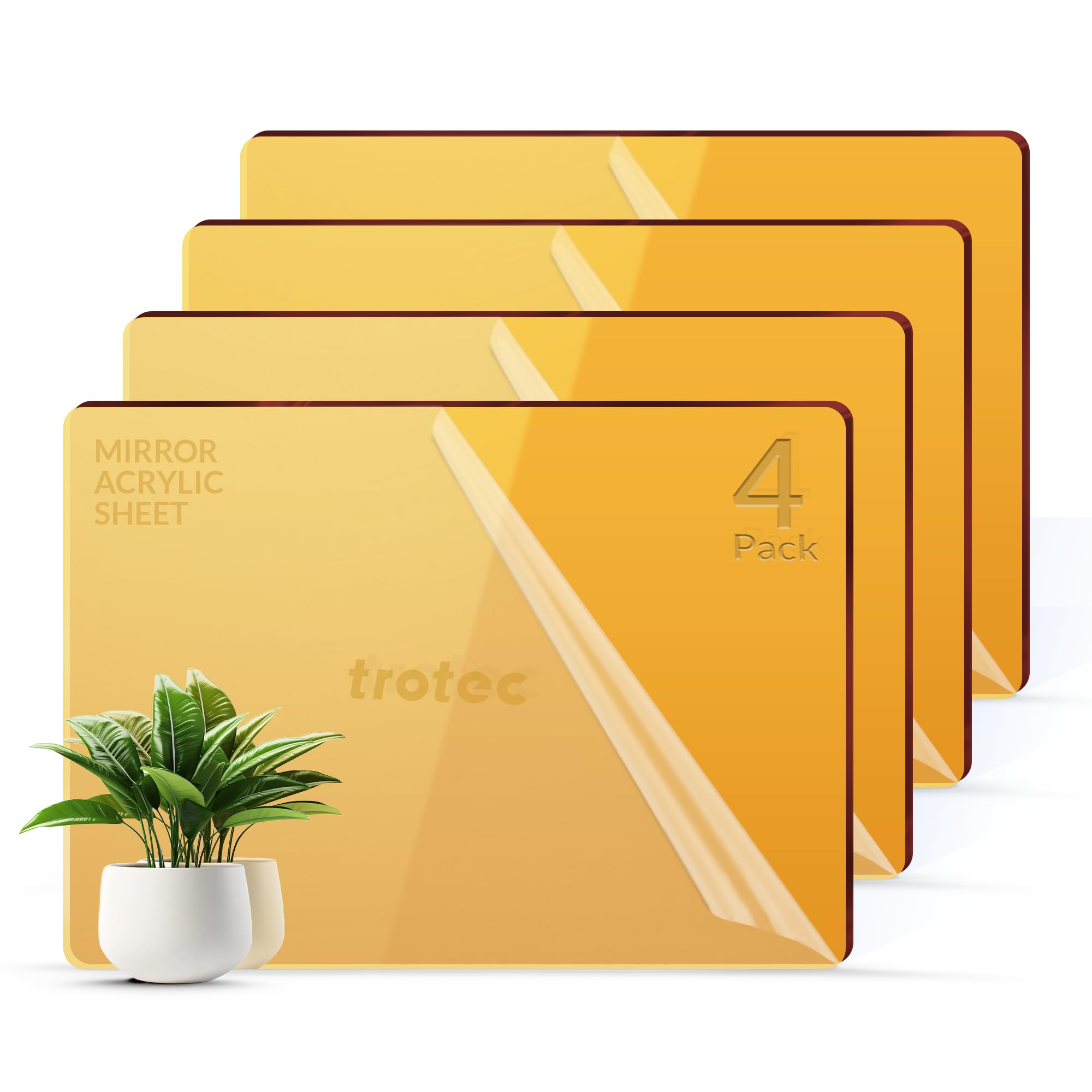4-Pack Gold Mirror Acrylic Sheets 23.75