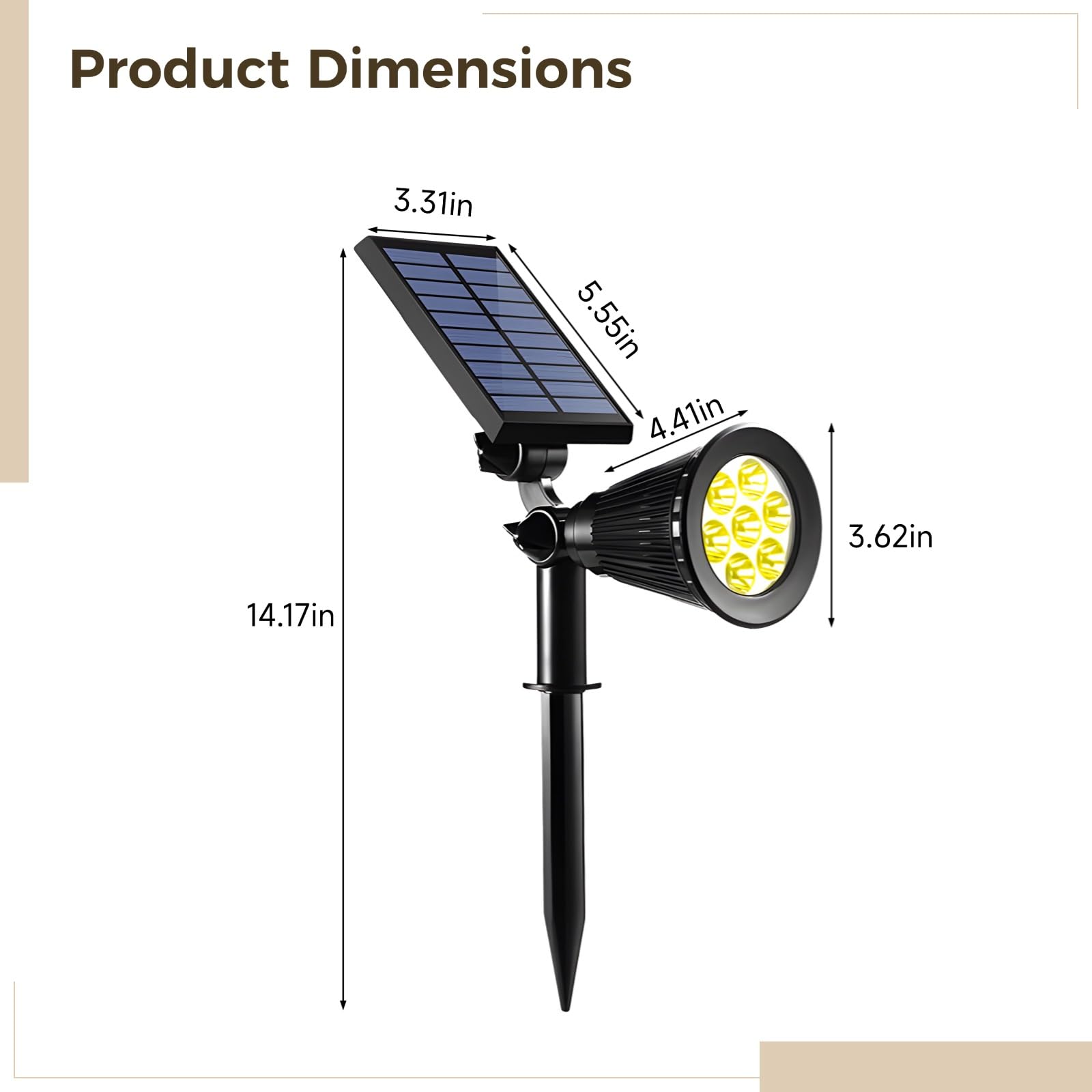 Confezione da 4 faretti solari per esterni, pannelli regolabili, modalità RGB e bianco caldo, luci paesaggistiche resistenti alle intemperie per giardini e sentieri