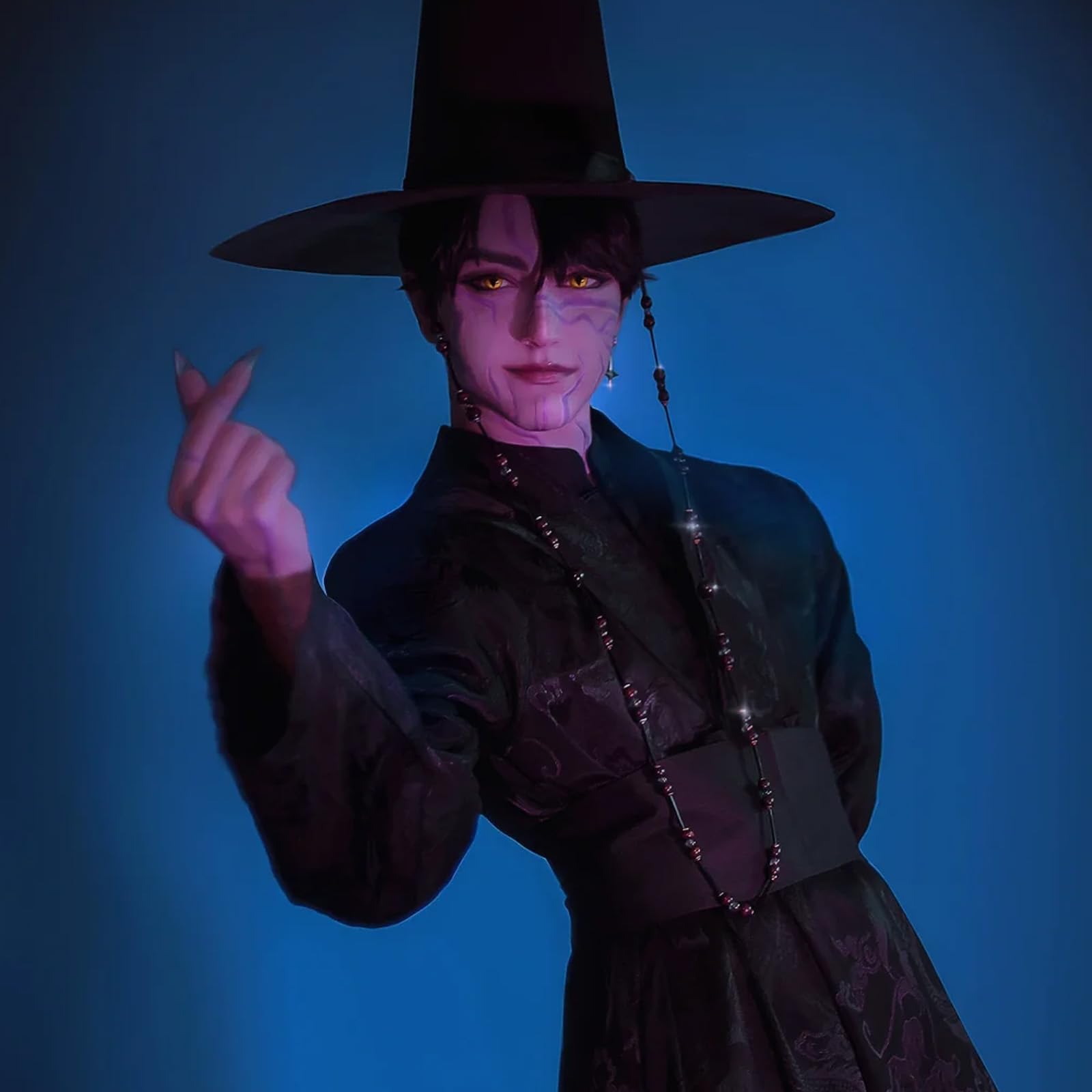 CWENDANER Cosplay Black Wig per Unisex (25 cm), Halloween Carnevale Convention Party Decorazione e Dolce Regalo per gli Appassionati di