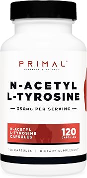 Primal N-Acetyl L-Tyrosine 350mg NALT 120 Capsules, Gluten Free | GMO-Free, Amino Acid Supplement